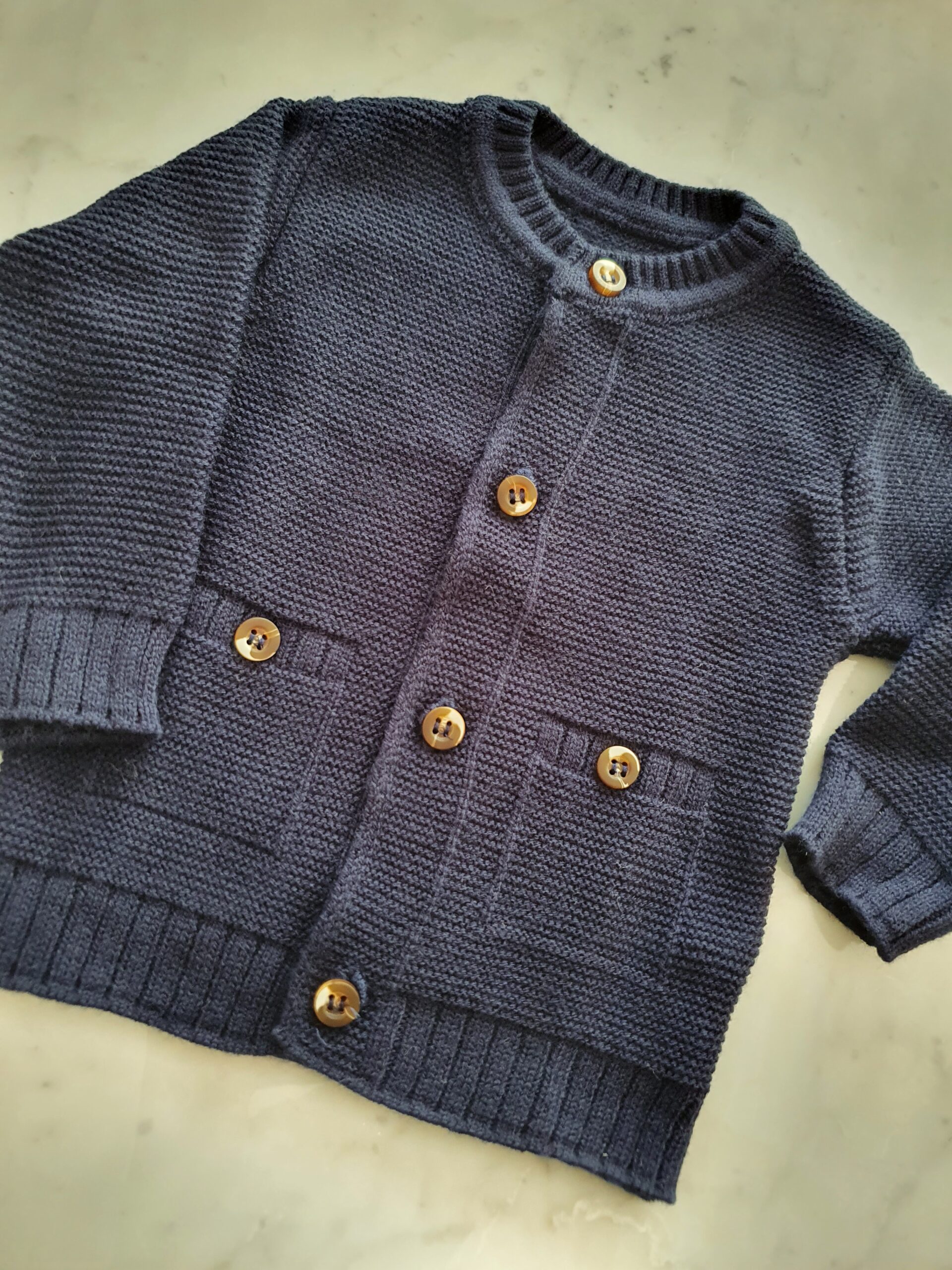 saquito bebe hilado fibra hb azul recien nacido regalo