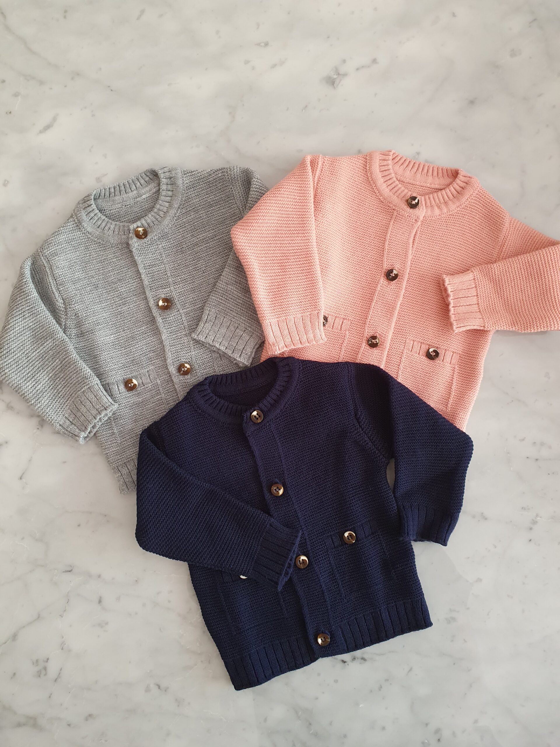 saquito bebe hilado fibra hb azul rosa gris recien nacido regalo