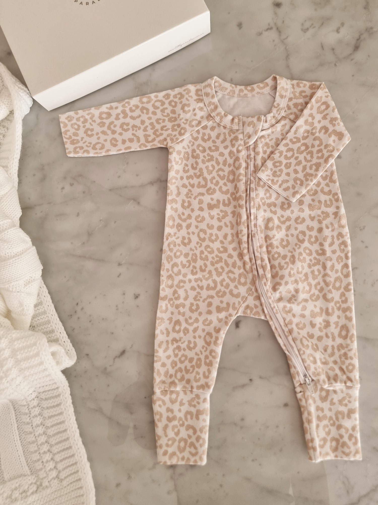 Pijama Cotton Lycra - 9m, Animal Print Beige